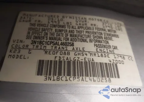 2010 Nissan Versa 1.8Sl from USA, damaged, VIN 3N1BC1CP5AL460258